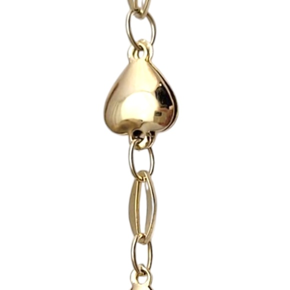14K Yellow Gold Heart Link Bracelet #21058 - Picture 3 of 6